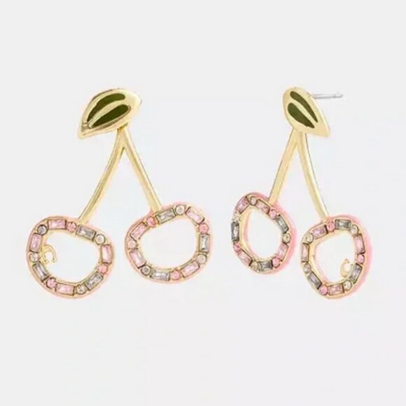 Coach Cherry Drop Pave Crystal Earrings NWT - Picture 1 of 3